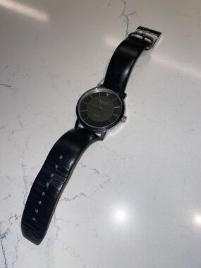 Kenneth Cole Black Leather Strap Dress Watch